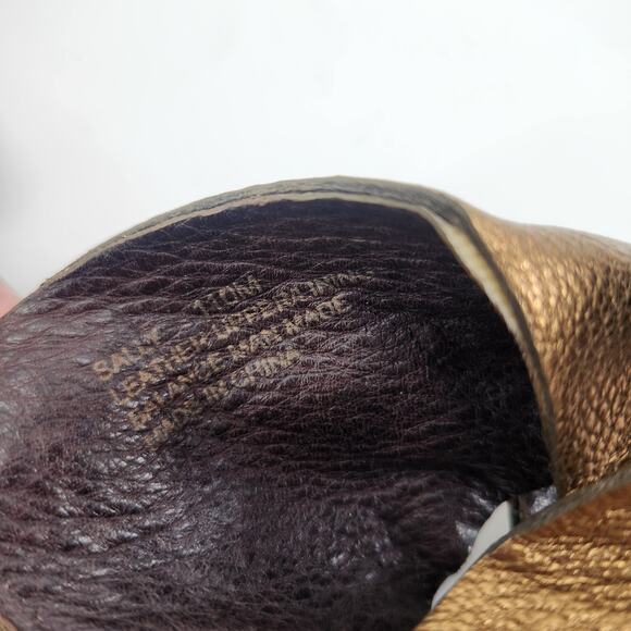 Donald J. Pliner Leather Wedge Slides Size 11 Bronze Slip On Sandal Comfort Luxe - Picture 6 of 8